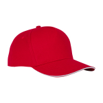 Casquette sandwich en coton à 5 panneaux 175 g/m² couleur rouge vue latérale