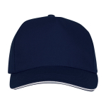Casquette sandwich en coton à 5 panneaux 175 g/m² couleur bleu marine deuxième vue frontale