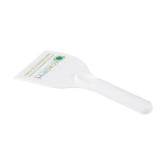 Grattoir à glace grand format en plastique recyclé avec manche couleur blanc vue avec impression sérigraphique