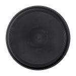 Frisbee rond en plastique recyclé avec finition mouchetée couleur noir deuxième vue frontale