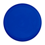 Frisbee rond en plastique recyclé avec finition mouchetée couleur bleu deuxième vue frontale