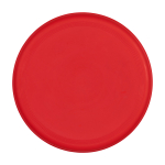 Frisbee rond en plastique recyclé avec finition mouchetée couleur rouge deuxième vue frontale