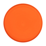 Frisbee rond en plastique recyclé avec finition mouchetée couleur orange deuxième vue frontale
