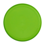 Frisbee rond en plastique recyclé avec finition mouchetée couleur vert lime deuxième vue frontale