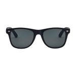 Lunettes de soleil rétro avec branches en bambou et revêtement noir couleur noir deuxième vue frontale