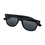Lunettes de soleil rétro avec branches en bambou et revêtement noir couleur noir deuxième vue