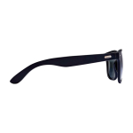 Lunettes de soleil rétro avec branches en bambou et revêtement noir couleur noir deuxième vue latérale