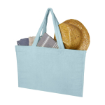 Sac tote de plage finition douce avec grand compartiment couleur bleu pastel deuxième vue