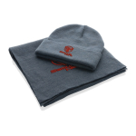 Écharpe en acrylique Polylana® au style élégant et sophistiqué couleur bleu gris vue avec logo