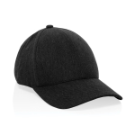 Casquette 6 panneaux en coton recyclé avec tissu chiné 200 g/m² couleur noir