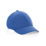 Casquette 6 panneaux en coton recyclé avec tissu chiné 200 g/m² couleur bleu