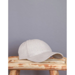 Casquette 6 panneaux en coton recyclé avec tissu chiné 200 g/m² couleur blanc cassé vue d'ambiance