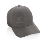 Casquette de sport en RPET avec 6 panneaux et boucle arrière couleur gris vue avec logo