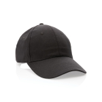 Casquette 6 panneaux en coton recyclé avec fermeture velcro 190 g/m² couleur noir