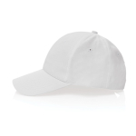 Casquette 6 panneaux en coton recyclé avec fermeture velcro 190 g/m² couleur blanc troisième vue