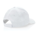 Casquette 6 panneaux en coton recyclé avec fermeture velcro 190 g/m² couleur blanc cinquième vue
