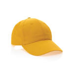 Casquette 6 panneaux en coton recyclé avec fermeture velcro 190 g/m² couleur jaune