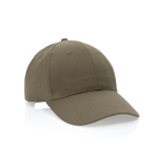 Casquette 6 panneaux en coton recyclé avec fermeture velcro 190 g/m² couleur vert
