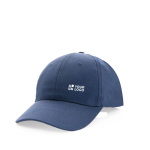 Casquette 6 panneaux en coton recyclé avec fermeture velcro 190 g/m² couleur bleu marine avec zone d'impression