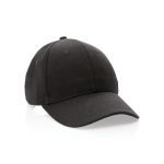 Casquette 6 panneaux en coton recyclé avec traceur AWARE™ 280 g/m² couleur noir