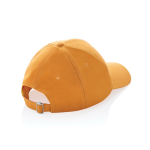 Casquette 6 panneaux en coton recyclé avec traceur AWARE™ 280 g/m² couleur orange cinquième vue