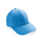 Casquette 6 panneaux en coton recyclé avec traceur AWARE™ 280 g/m² couleur bleu ciel septième vue