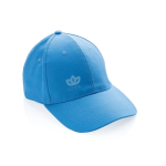 Casquette 6 panneaux en coton recyclé avec traceur AWARE™ 280 g/m² couleur bleu ciel vue avec logo