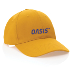 Casquette 6 panneaux en coton recyclé avec traceur AWARE™ 280 g/m² vue avec logo