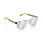 Lunettes de soleil éco avec branches en bambou et verres miroir UV400 couleur marron
