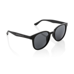 Lunettes de soleil rétro en fibre de paille de blé UV400 couleur noir vue avec logo
