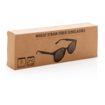 Lunettes de soleil rétro en fibre de paille de blé UV400 couleur noir deuxième vue avec boîte