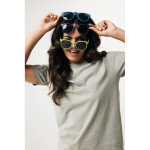Lunettes de soleil rétro en fibre de paille de blé UV400 couleur vert deuxième vue avec modèle