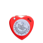 Mètre ruban en plastique en forme de cœur avec frein 1,5 m couleur rouge avec zone d'impression