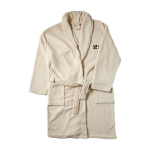 Peignoir en fibre polaire avec 2 poches avant, taille unique couleur beige avec zone d'impression