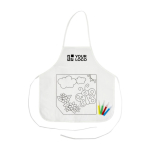Tablier pour enfants avec 4 feutres à colorier 80 g/m² couleur blanc avec zone d'impression