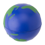 Balle anti-stress en PU en forme de globe terrestre à personnaliser couleur bleu première vue