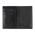 Portefeuille et porte-cartes en cuir de chèvre avec 3 compartiments couleur noir troisième vue