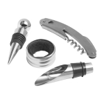 Set de vin dans étui rond avec 4 accessoires en acier inoxydable couleur noir