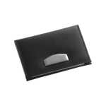 Porte-cartes en cuir régénéré noir pour cartes de visite et de crédit couleur noir cinquième vue