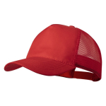 Casquette 5 panneaux avec filet arrière et fermeture plastique couleur rouge première vue