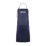 Tablier en denim coton avec détails en PU 190 g/m² couleur bleu jean avec zone d'impression