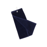 Serviette en coton absorbante avec mousqueton de transport 40x50 cm couleur bleu marine première vue