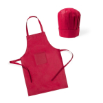Set tablier et toque de cuisine en non-tissé pour enfants couleur rouge première vue