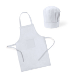 Set tablier et toque de cuisine en non-tissé pour enfants couleur blanc première vue