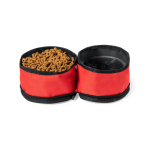 Gamelle pliable et portable pour animaux avec fermeture éclair couleur rouge quatrième vue