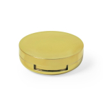 Baume à lèvres dans étui rond coloré avec miroir couleur doré première vue