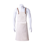 Tablier en coton avec attaches en similicuir réglables 340 g/m² couleur blanc cassé