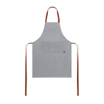 Tablier RPET avec poche avant et attaches réglables en similicuir couleur gris
