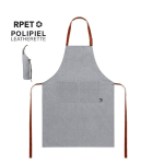 Tablier RPET avec poche avant et attaches réglables en similicuir couleur gris