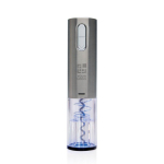 Ouvre-bouteille électrique en acier inoxydable rechargeable par USB couleur gris avec zone d'impression